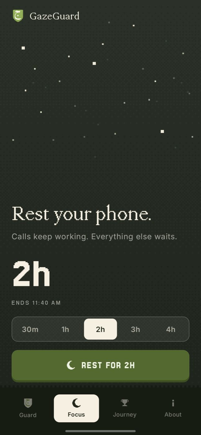 Choosing a rest duration in Focus Lock